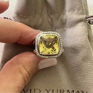 David Yurman Albion ring lemon citrine stone and Pave Diamonds